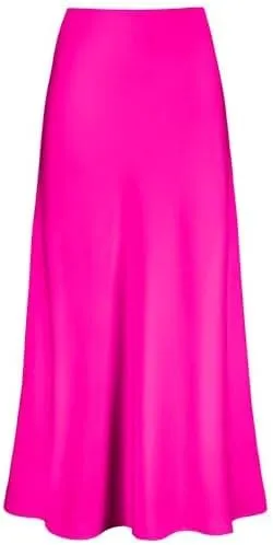 2025 Satin High Waisted Maxi Skirt Silk A-Line Spring Summer Casual Long Skirts for Women