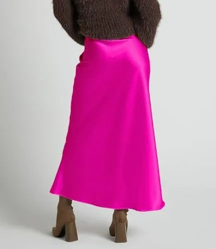 2025 Satin High Waisted Maxi Skirt Silk A-Line Spring Summer Casual Long Skirts for Women