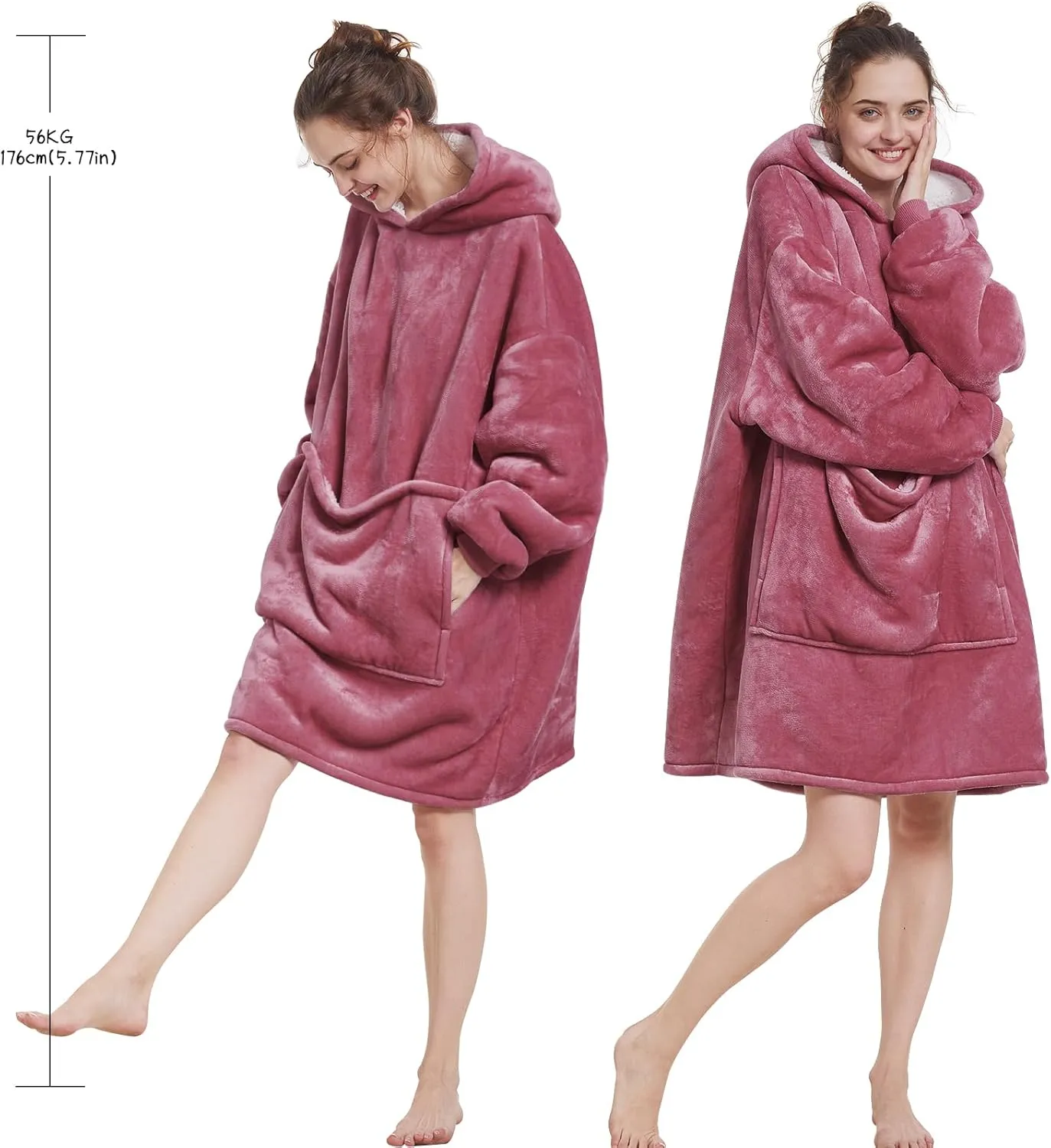 Aemilas Wearable Blanket Hoodie - Warm Sherpa Blanket Sweatshirt as Gifts for Adult Women Mom Men, One Size Fits All