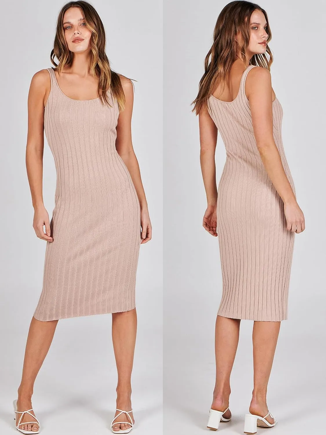 ANRABESS Womens 2 Piece Outfits Sweater Dresses Set Midi Skirt Sets Long Sleeve Crop Top Bodycon Ribbed Knit Dress 2024 Fall