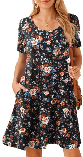 BELAROI Womens Plus Size Casual Dresses Summer Tshirt Dress Swing Short Sleeve Vacation Beach Coverup