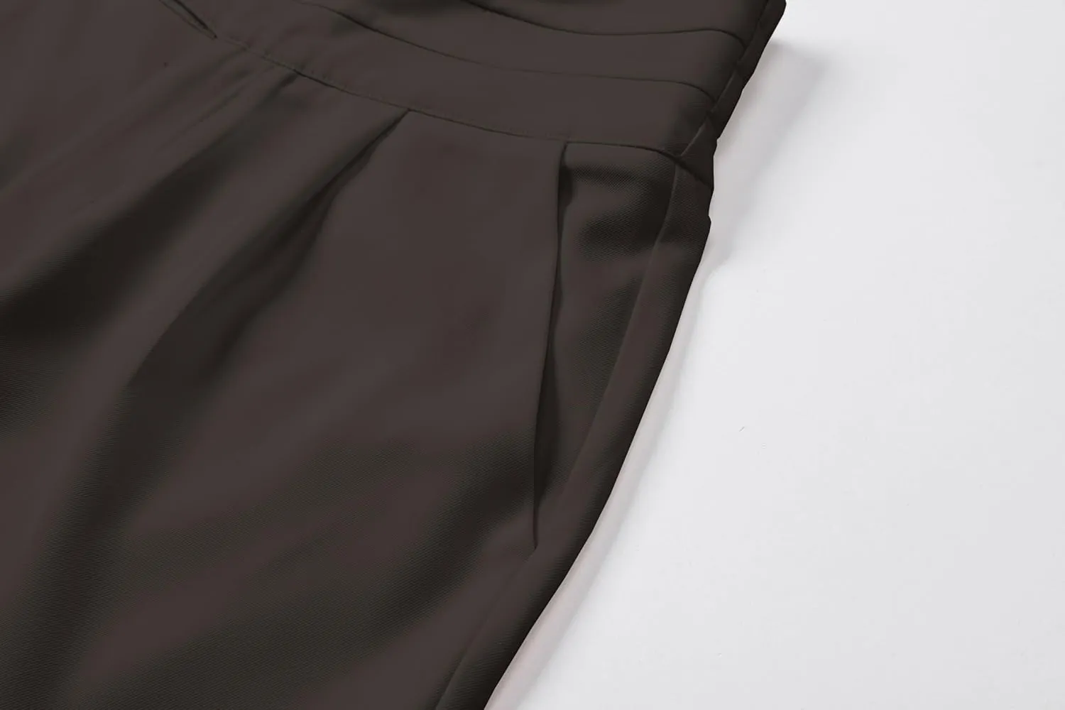 Betusline Women's High Waist Dress Pants Business Side Button Work Wide Leg Pants Straight Leg Trousers, X-Small-XX-Large
