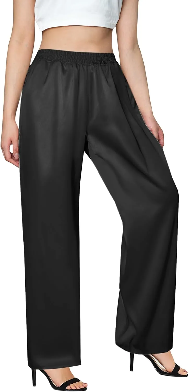 Betusline Women's Satin Silky Pants