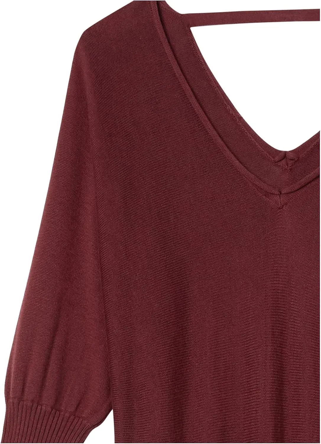 Cable Stitch Women's Double V-Neck Midi Dress - 3/4 Sleeve Knitted Fall Winter Sweater Dress with Side Slits