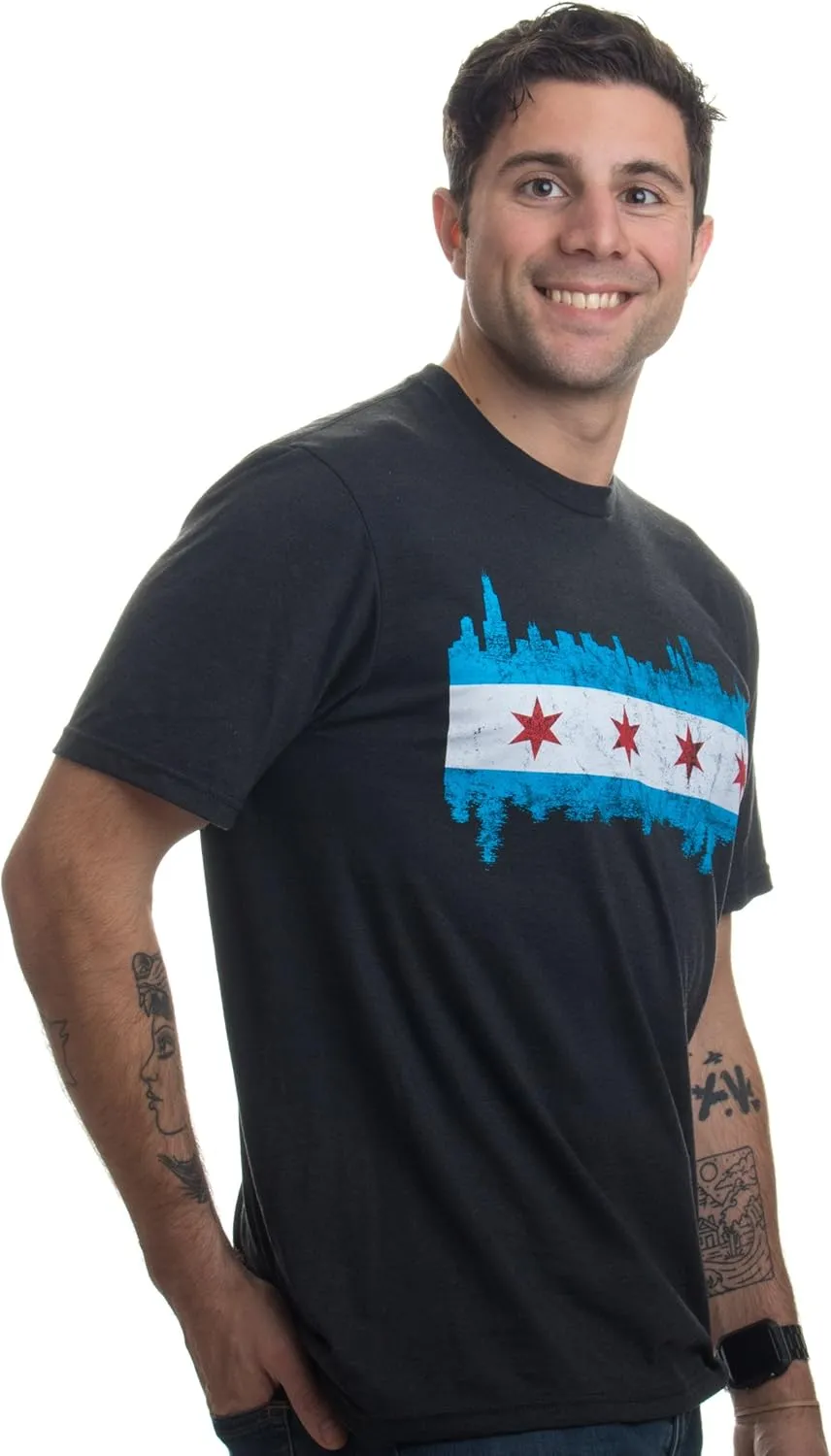 Chicago City Flag Skyline | Vintage Retro-Feel Triblend T-Shirt for Men or Women