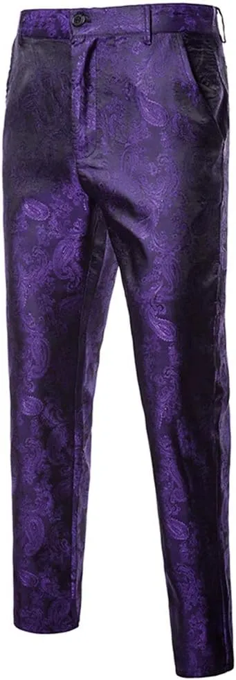 Cloudstyle Mens 2 Piece Paisley Dress Suit One Button Party Wedding Blazer Pants Sets