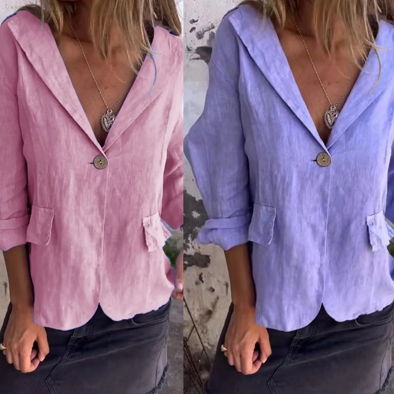 Cotton and Linen Casual Lapel Single-Button Thin Coat,2026 New Linen Blazer Women,Lightweight Summer Lapel Jackets