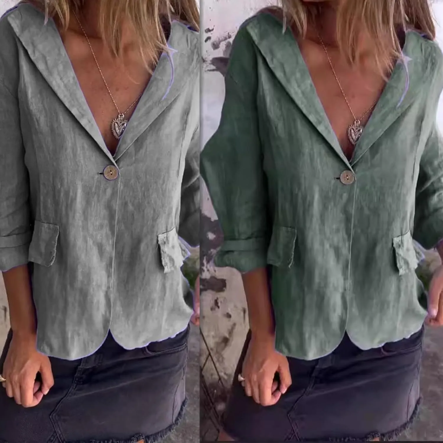 Cotton and Linen Casual Lapel Single-Button Thin Coat,2026 New Linen Blazer Women,Lightweight Summer Lapel Jackets