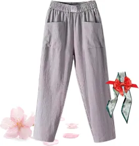 Endurance Loose Pants Women,Endurance Summer Cotton Linen Women's Loose Pants,Casual High Waist Joggers