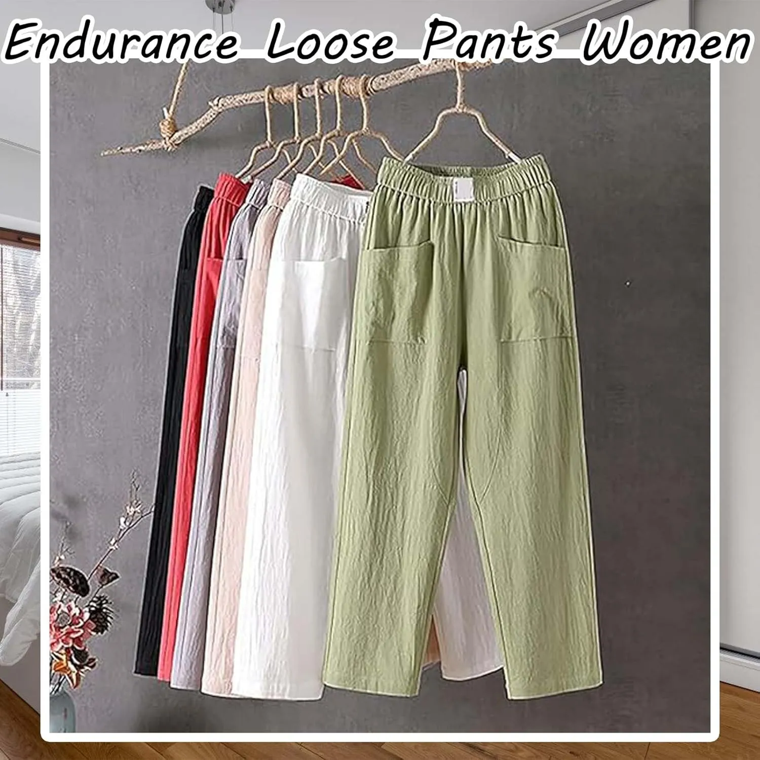 Endurance Loose Pants Women,Endurance Summer Cotton Linen Women's Loose Pants,Casual High Waist Joggers