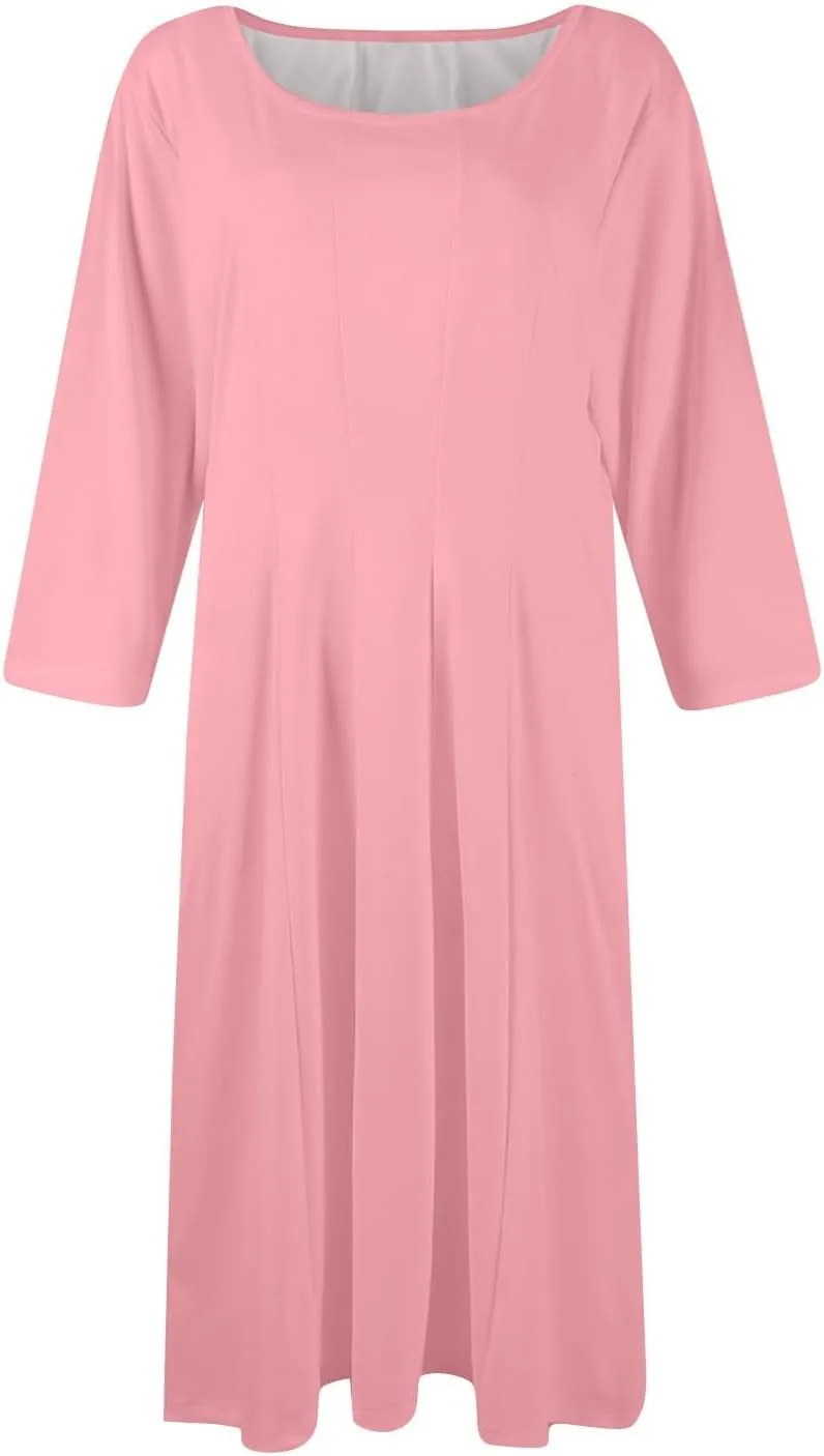 Formal Dresses for Women 2025 Winter Summer Spring Midi 3/4 Sleeve Casual Pleated A Line Dresses