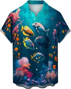 Hawaiian Shirts for Men Down Tropical Holiday Beach Shirts Men's Hawaiian Shirt Men's Hawaiian Floral Shirts Funny