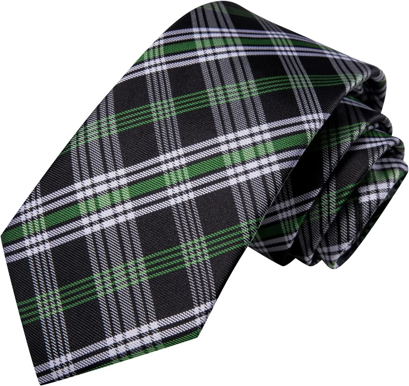Hi-Tie Silk Ties for Men Plaid Paisley Striped Necktie Pocket Square Cufflinks Set Formal Business