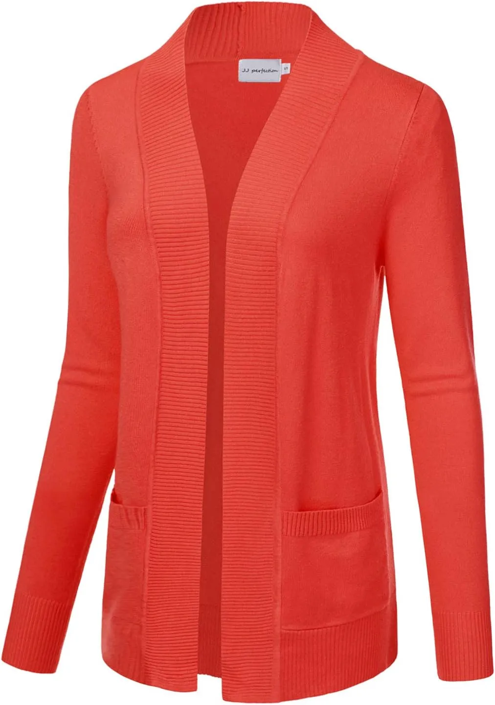 JJ Perfection Casual Open Front Knit Cardigan Long Sleeve with Side Pockets Basic Sweater Jackets for Womens with Plus Size