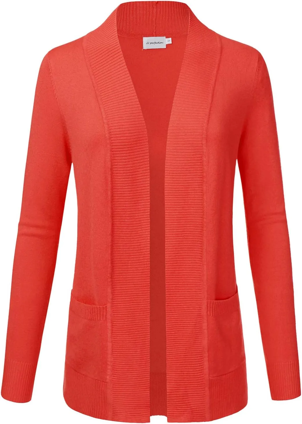 JJ Perfection Casual Open Front Knit Cardigan Long Sleeve with Side Pockets Basic Sweater Jackets for Womens with Plus Size