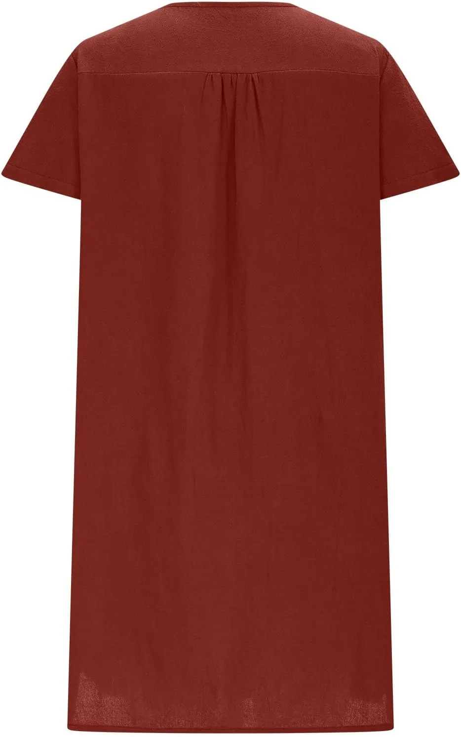JOAU Womens Cotton Linen Shirt Dress Summer Casual Short Sleeve Notched V Neck Beach Cover Up Knee Length Vacation Dresses