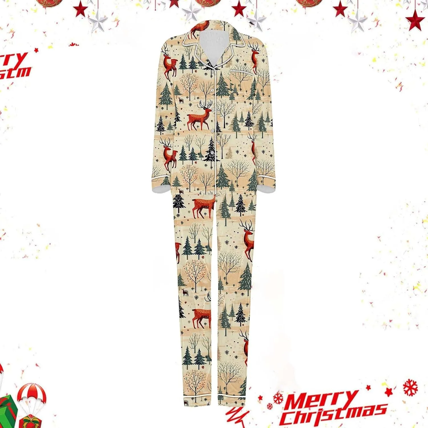 Silk Stain Family Pajamas Matching Sets 2024 Button Down Shirt and Pants Silky Xmas Pjs Jammies for Family Pictures