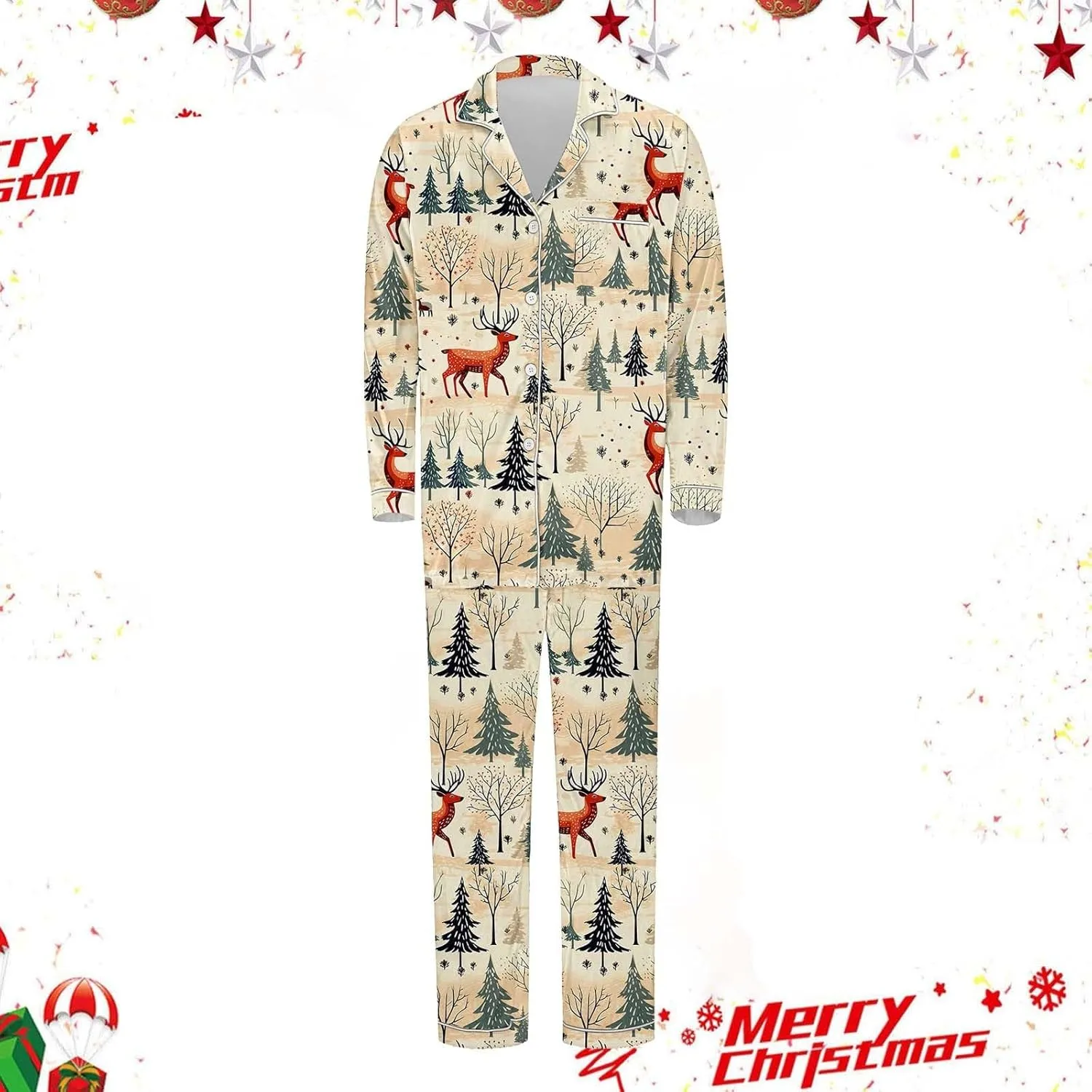 Silk Stain Family Pajamas Matching Sets 2024 Button Down Shirt and Pants Silky Xmas Pjs Jammies for Family Pictures