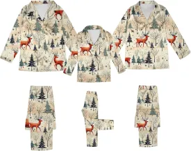 Silk Stain Family Pajamas Matching Sets 2024 Button Down Shirt and Pants Silky Xmas Pjs Jammies for Family Pictures