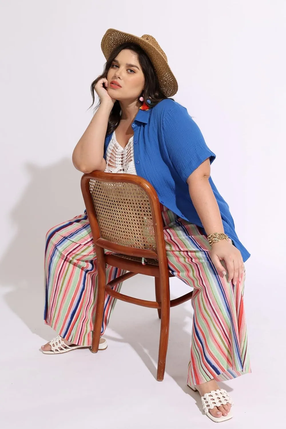 TIYOMI Plus Size Wide Leg Pants for Women Elastic Drawstring Pants High Waisted Lounge Pants XL-5XL