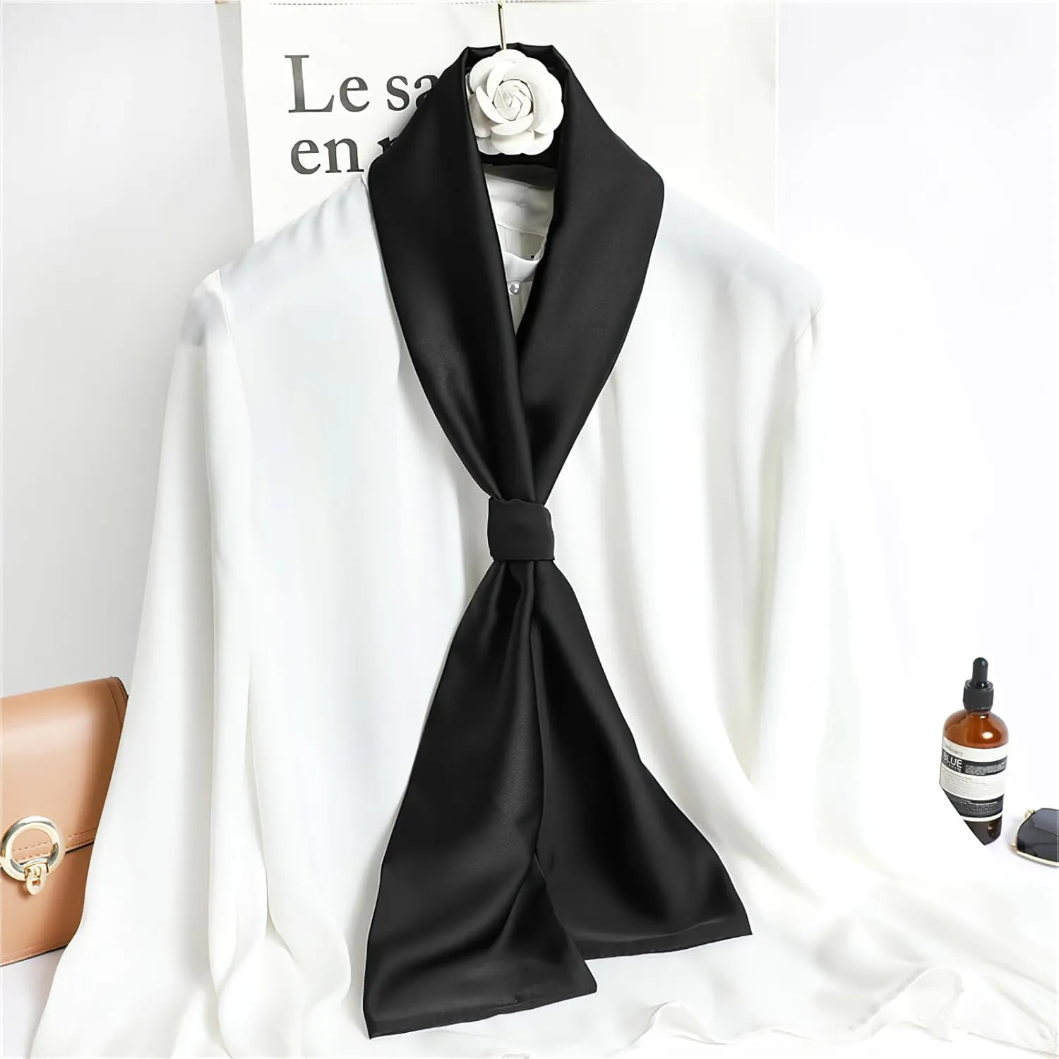 vimate Hair Scarf for Women Fashion Satin Silky Feeling Neck Scarf Bag Purse Scarf for Handbag Handle Etc
