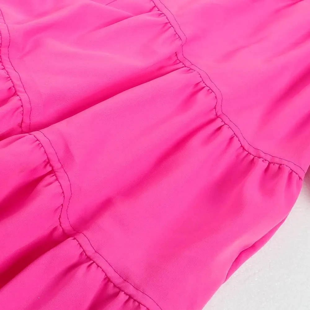 Women Casual Fall Dress - Long Bell Sleeve Pleated Bodycon Fitted Mini Work Clothes Club Outfit