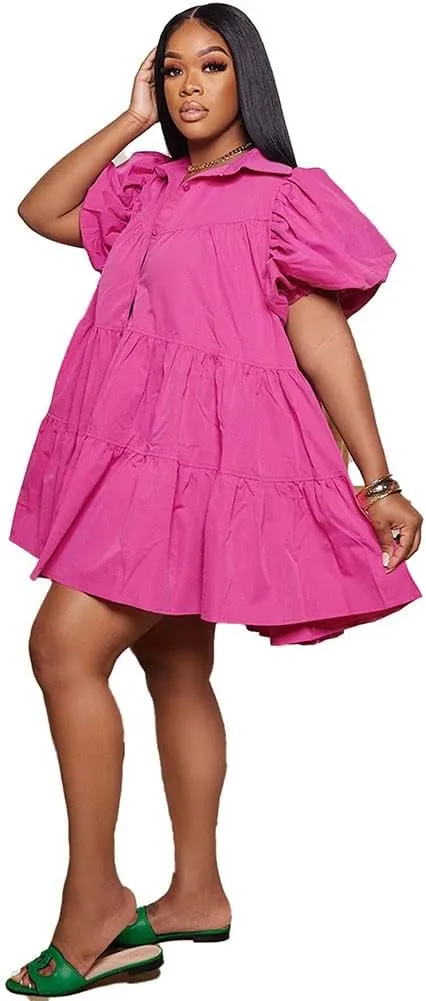Women Casual Fall Dress - Long Bell Sleeve Pleated Bodycon Fitted Mini Work Clothes Club Outfit