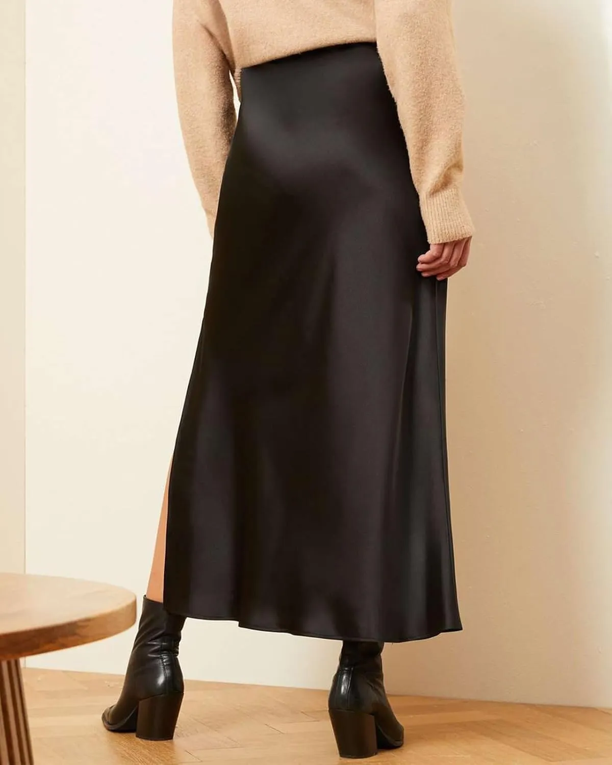 Women's 2025 Summer Satin Maxi Skirts High Waisted Spring Silk Casual A-Line Cocktail Party Long Skirt
