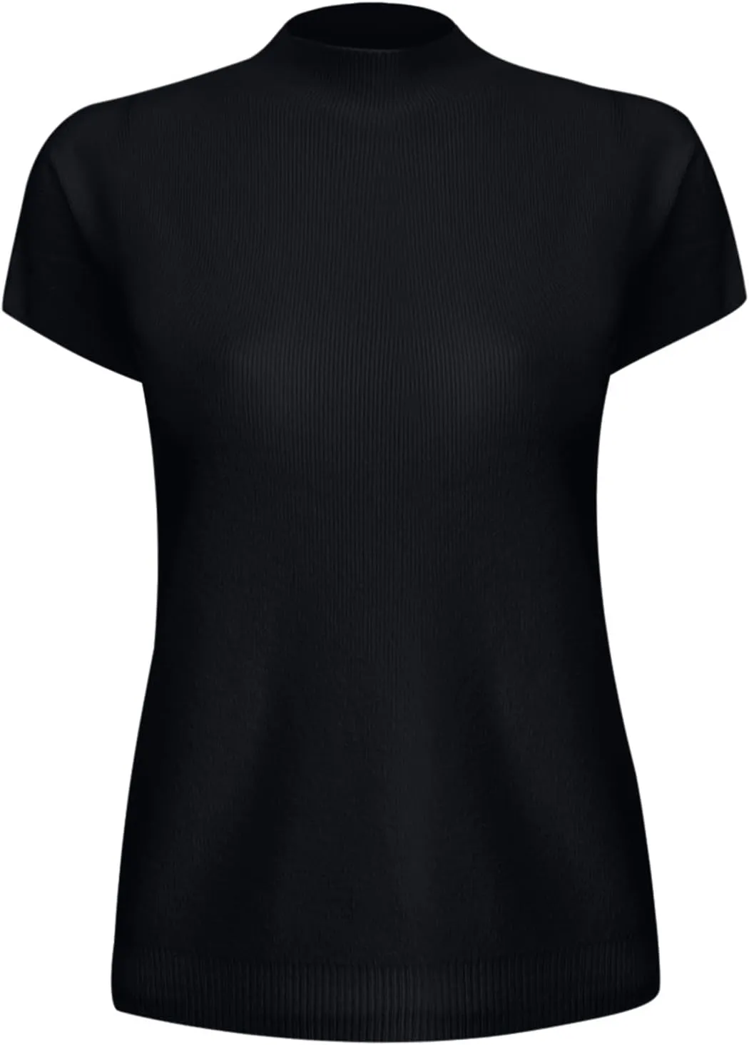 Womens Short Sleeve Sweater Mock Neck Summer Fashion Casual Basic Knit Slim Fitted Pullover Dressy Ribbed Tops Shirts