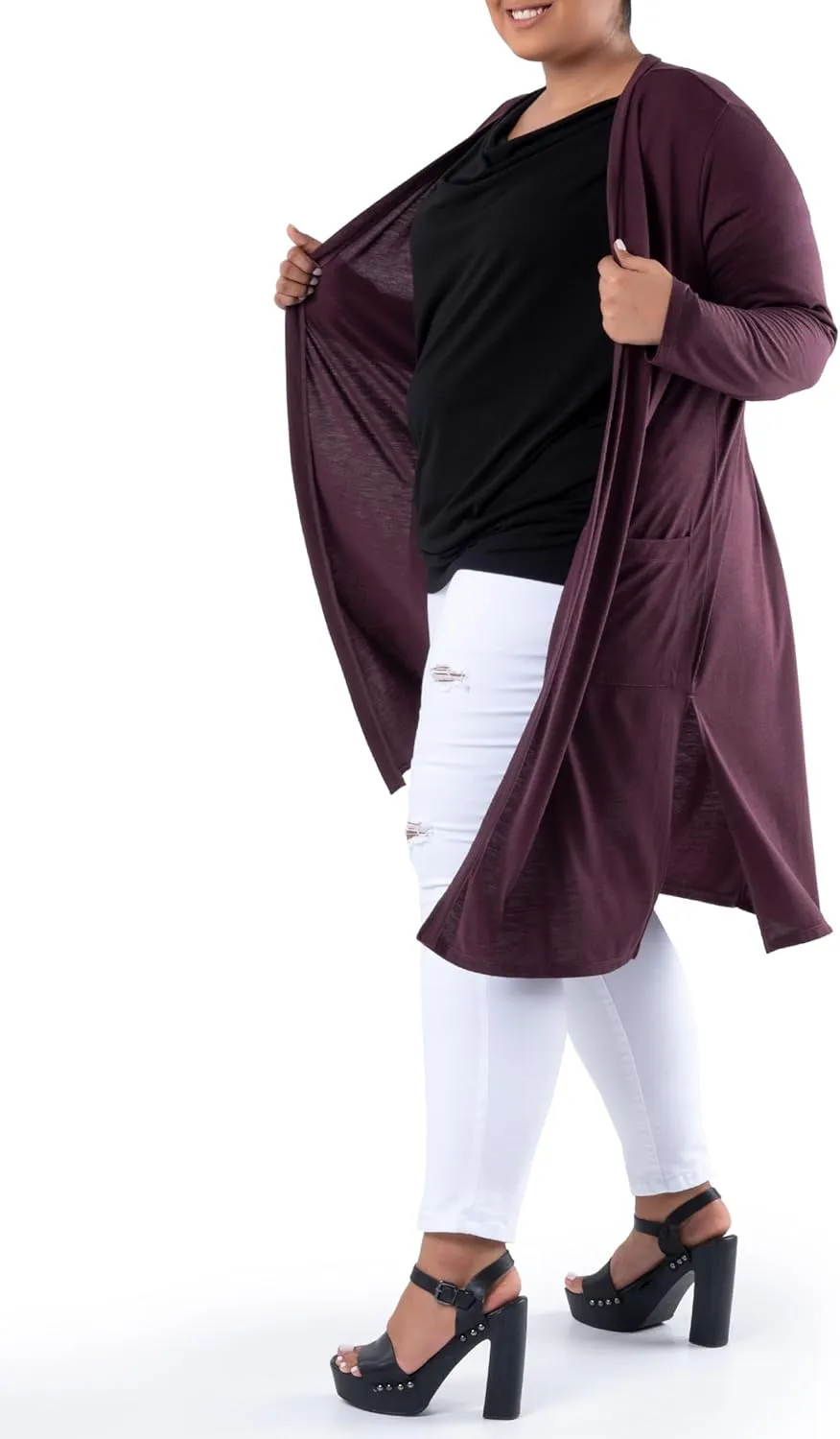Wright's Women's Plus Size Jersey Duster Cardigan