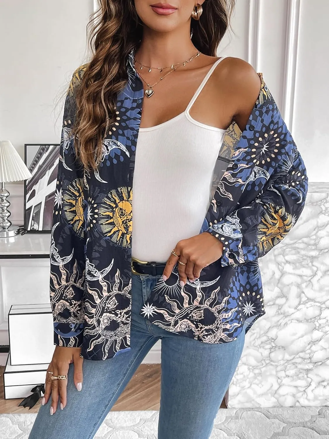 Zeagoo Womens Cotton Button Down Shirts Long Sleeve V Neck Collared Tops Work Office Blouse Shirt 2025 S-XXL